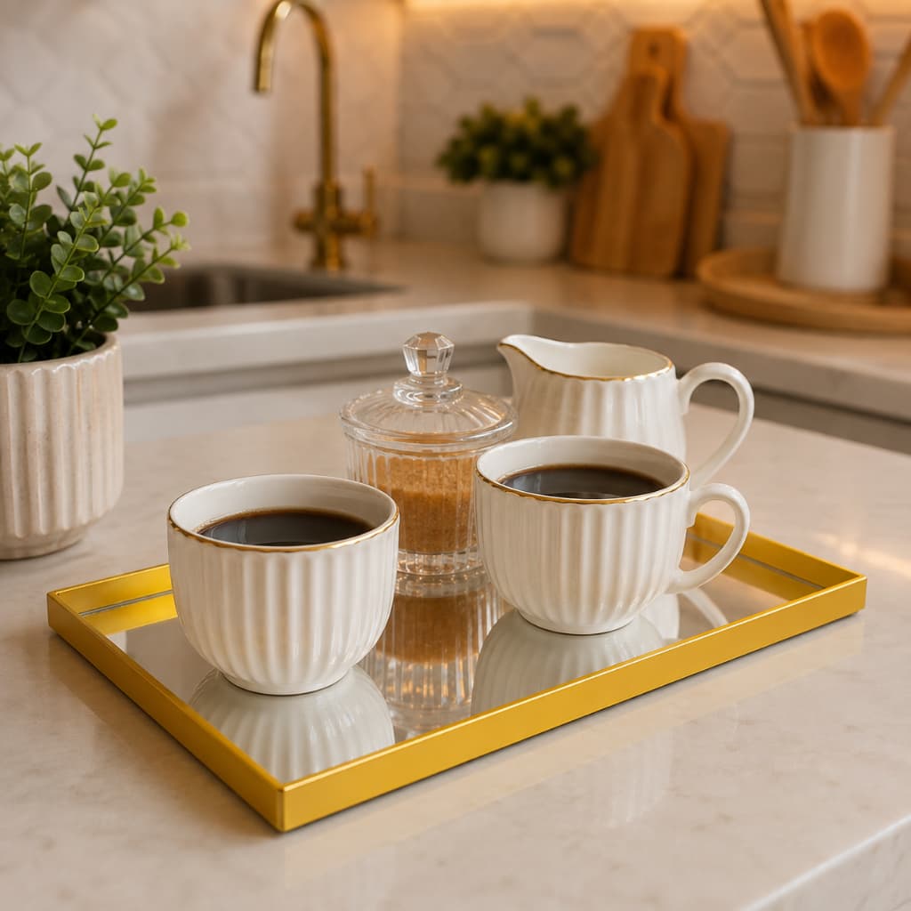 Bandeja Espelhada Decorativa Organizadora Multiuso Cozinha Banheiro Lavabo Penteadeira Perfumes Porta Objetos