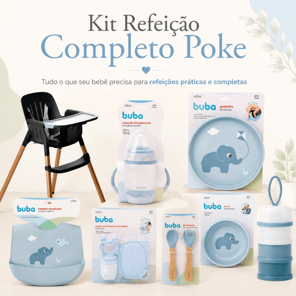 Cadeira Papinha Poke Burigotto Kit Alimentação Bebê Buba Copo Treinamento Potes Empilháveis