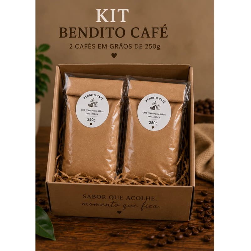 Kit Bendito Café 2x250g | Café Torrado em Grãos | 100% Arábica | Torra Média
