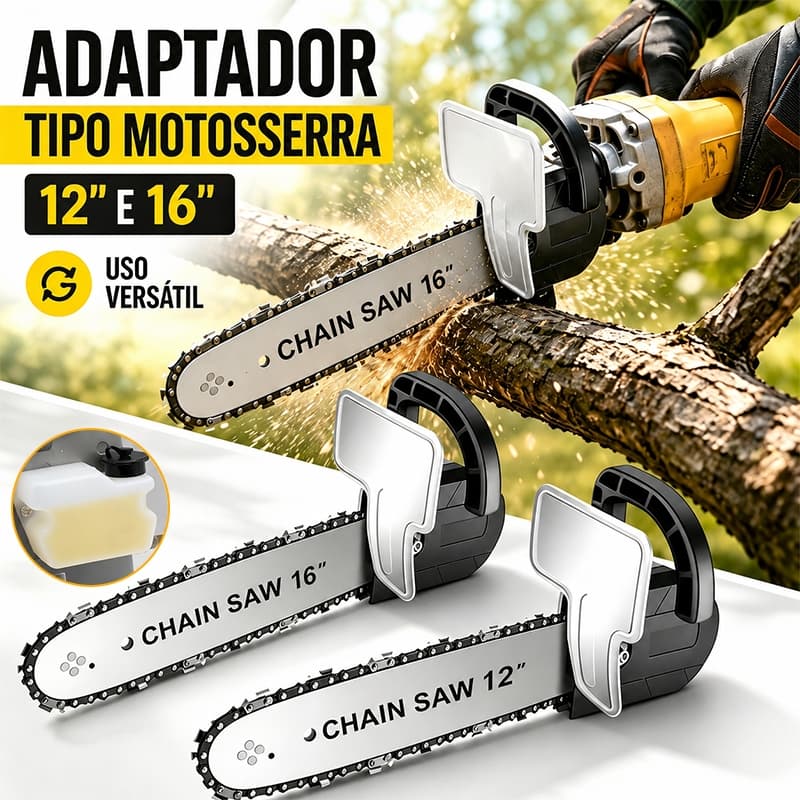 Adaptador motosserra M10 para esmerilhadeira angular, lâminas 12 e 16 polegadas, para corte de madeira em marcenaria