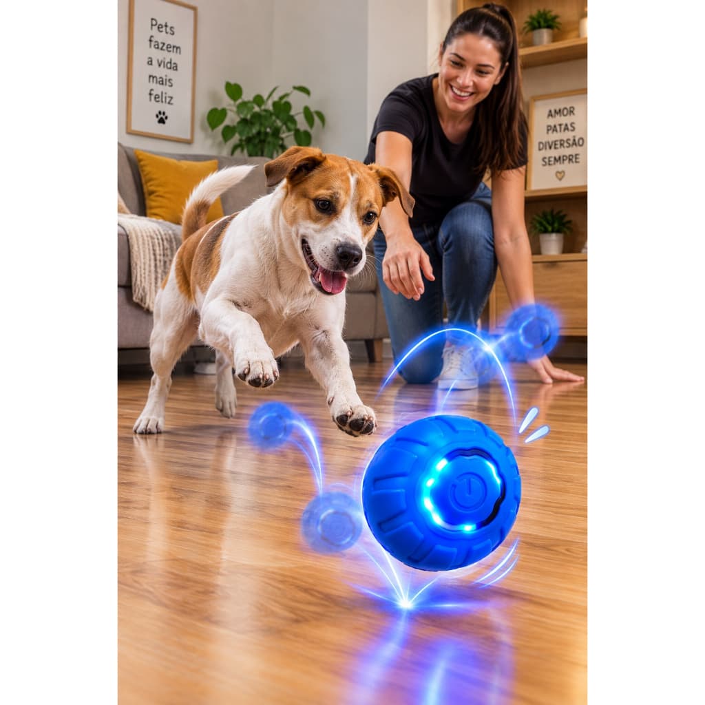 Brinquedo Inteligente Bolinha Eletrônica Automática para Cachorros e Gatos Recarregável USB