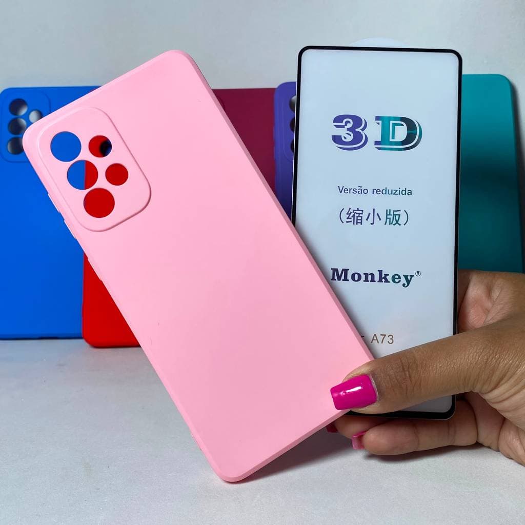 Capa A73 + Película 3D Kit Câmera Fechada Samsung Capinha Case Protetora Celular Silicone