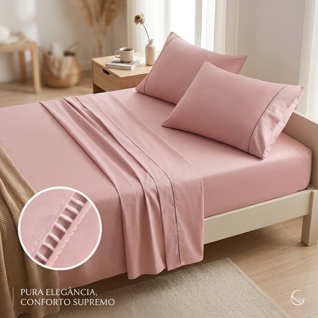 Jogo de Lençol Cama Casal Queen King Solteiro 400 Fios Com Elástico Fronha Ponto Palito Toque Macio Suave Hotel