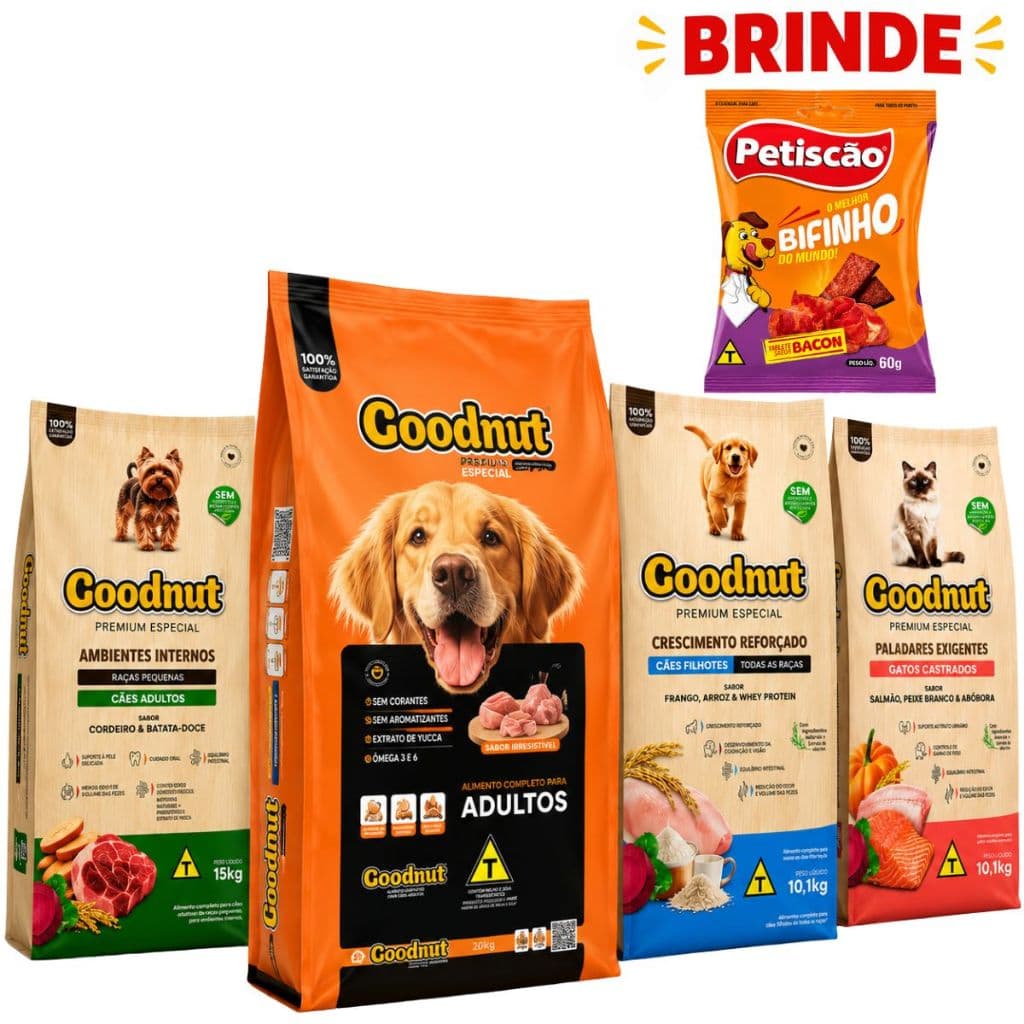 Ração Goodnut 15kg Premium Especial Pet Cachorro Gatos Adultos Filhotes + BRINDE