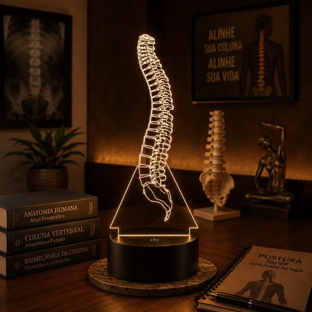 Luminária Led 3d | Coluna Vertebral Ortopedista | Abajur Presente Criativo Decoração Multicores