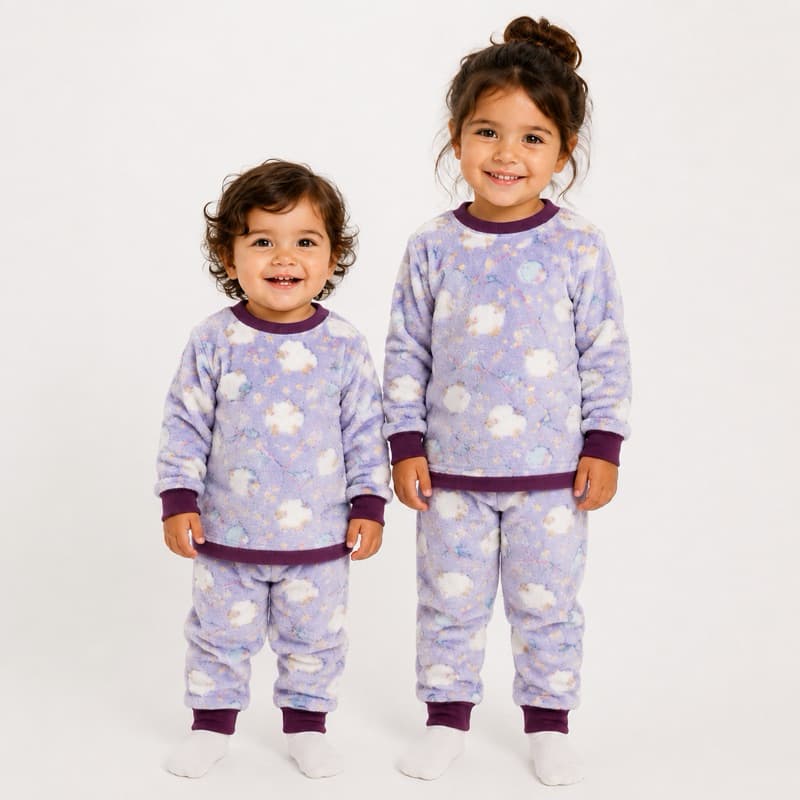 Pijama Infantil e Adulto Ultra Soft Peluciado – Conjunto Longo Quentinho com Punhos