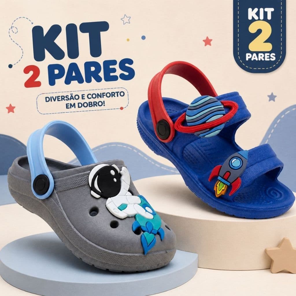 Kit 2 Sandália Infantil Menino Confortável Resistente Varias Cores Calçado Respirável