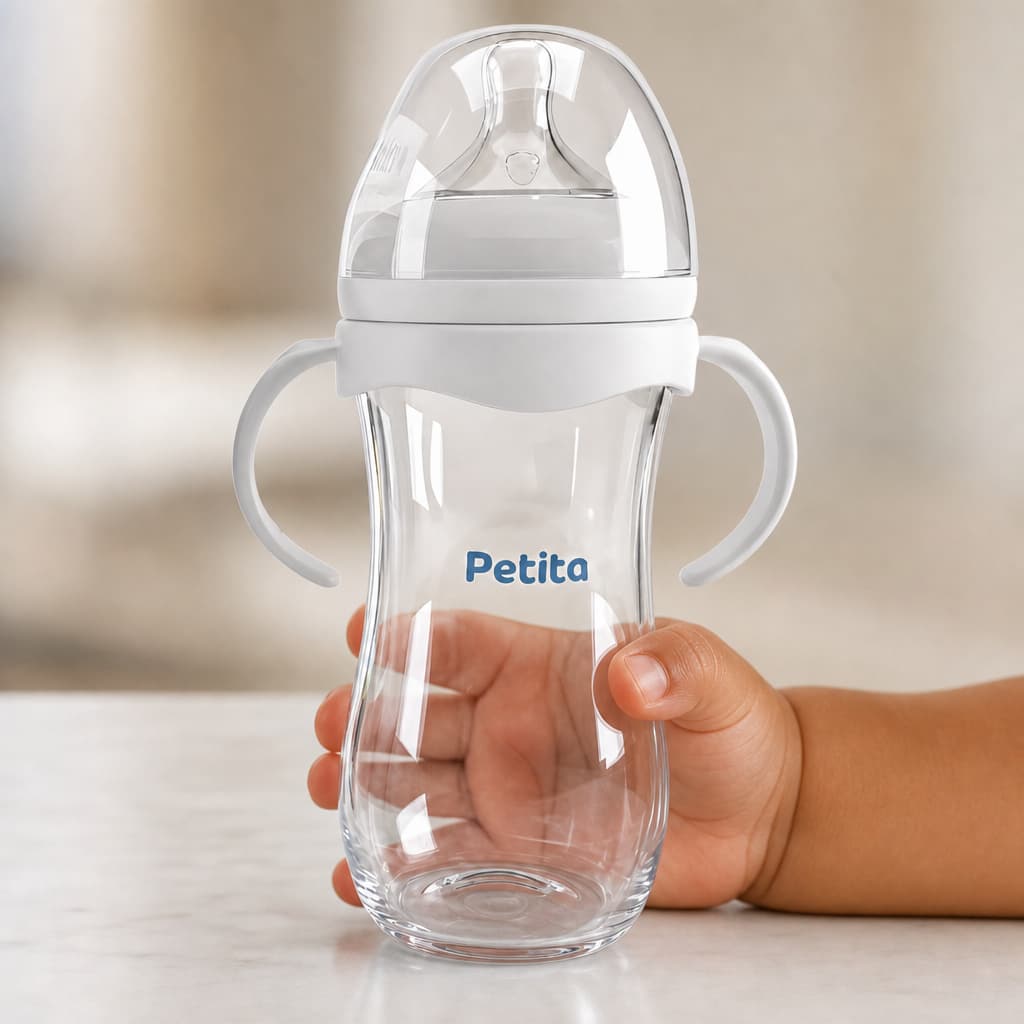 Mamadeira Anticólica 330ML Com Alças Bebê Menino Menina Bico Macio Silicone