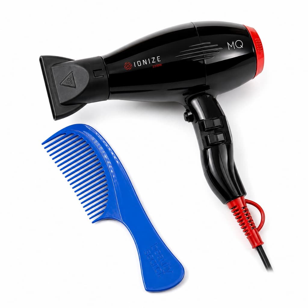 Secador de Cabelo Profissional MQ Ionize 2200W 127v e Pente Golfinho Beauty Secret Azul