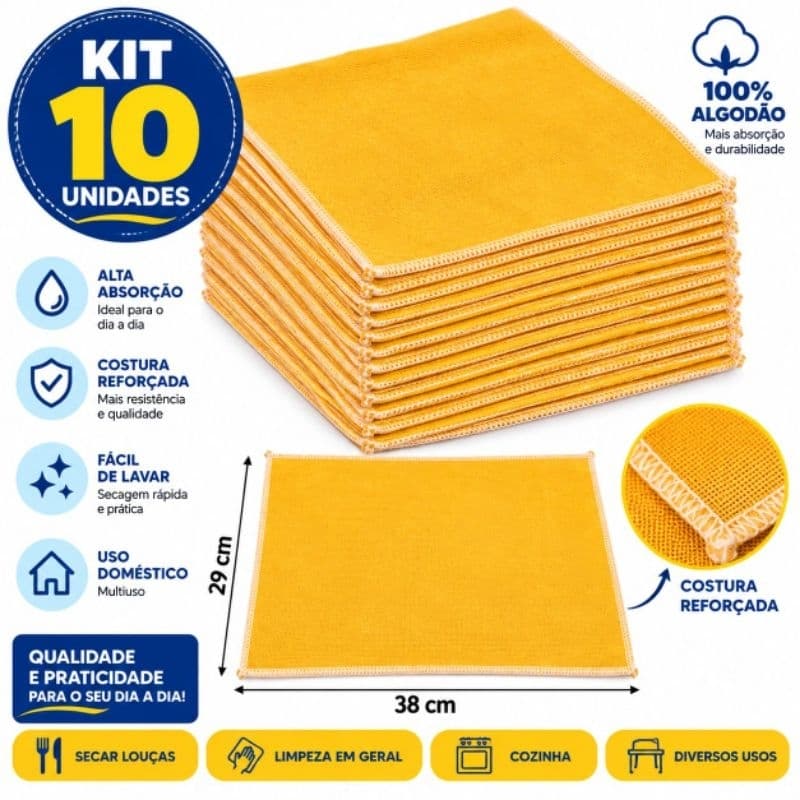 Kit,10,flanela,100%algodão, limpeza,multiuso,limpeza,carro,janela,automotivo,doméstica,pano absorvente,macia