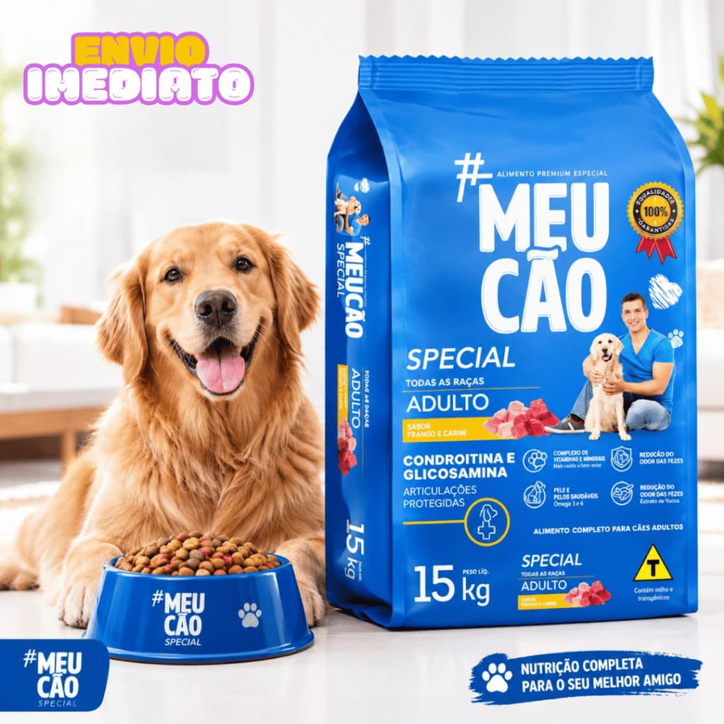 Ração p/cães Meu Cão Especial sabor Frango e carne - Envio imediato!