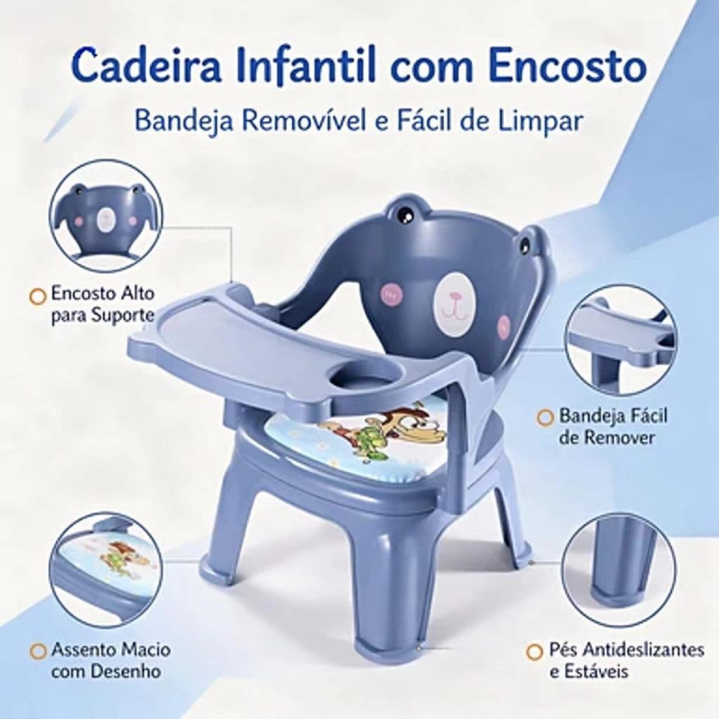 ​ Cadeira de Alimentação Infantil - Base Antiderrapante e Bandeja com Trava, Cadeira Bebê Segura e Confortável P3