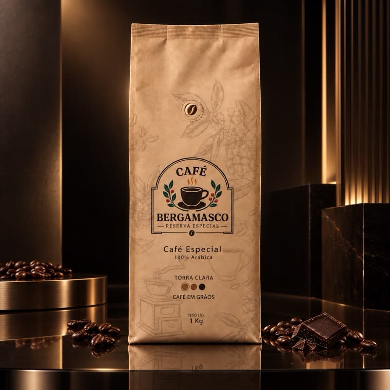 CAFÉ ESPECIAL 82 PONTOS EM GRÃOS 01KG BERGAMASCO | 100% ARÁBICA | TORRA CLARA