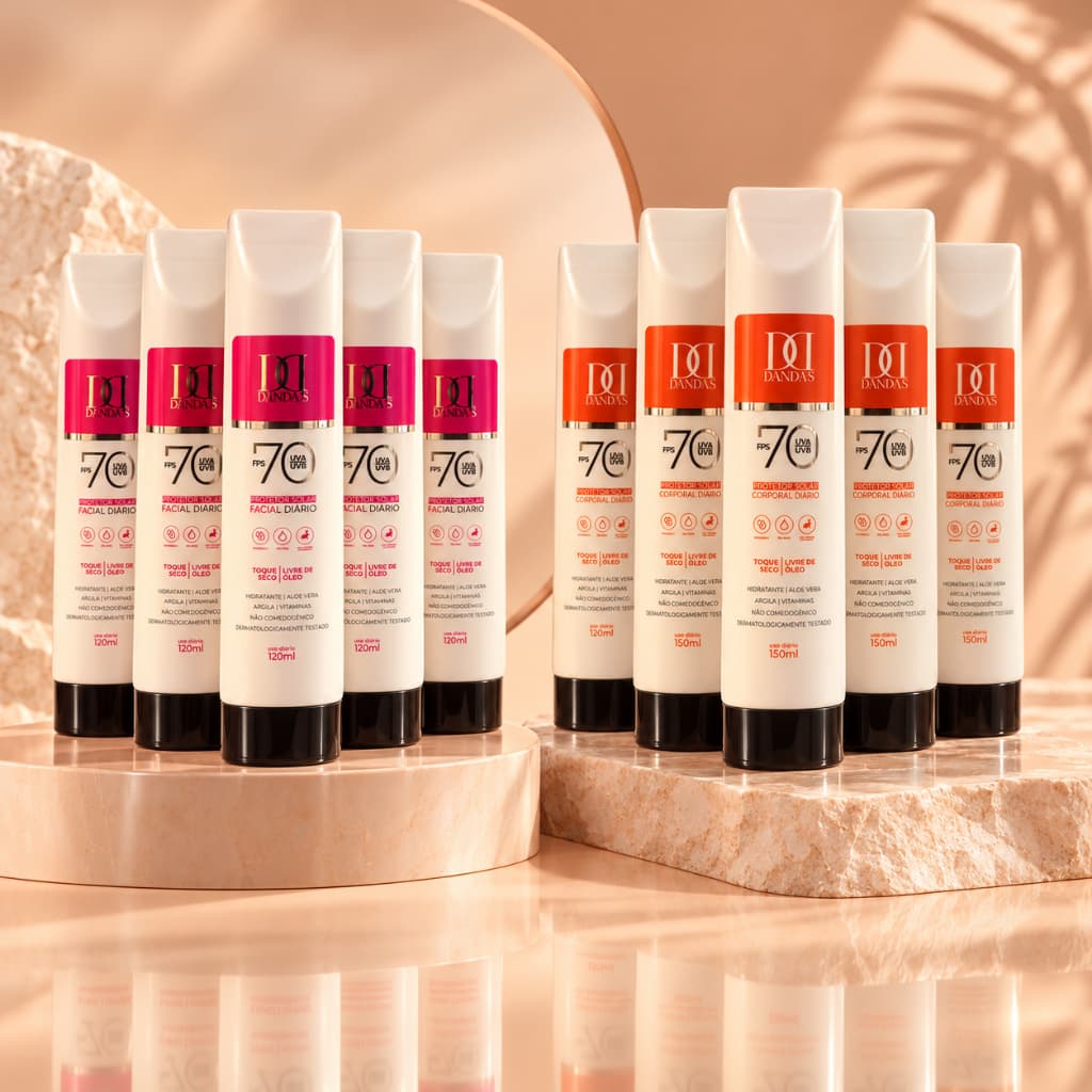KIT 5 FACIAIS + 5 CORPORAIS FPS 70 | PROTEÇÃO UVA + UVB | TOQUE SECO | USO DIÁRIO