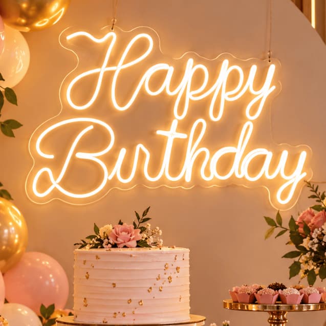 Happy Birthday Led Neon Luminária Decoração Festa Letreiro em Neon Led 2mm
