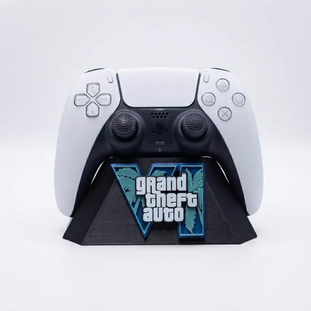 Kit 2 Suportes Controle PS5 PlayStation 5 DualSense GTA 6 | Par Dock Base Mesa Joystick Video Game Setup Gamer Decorativ