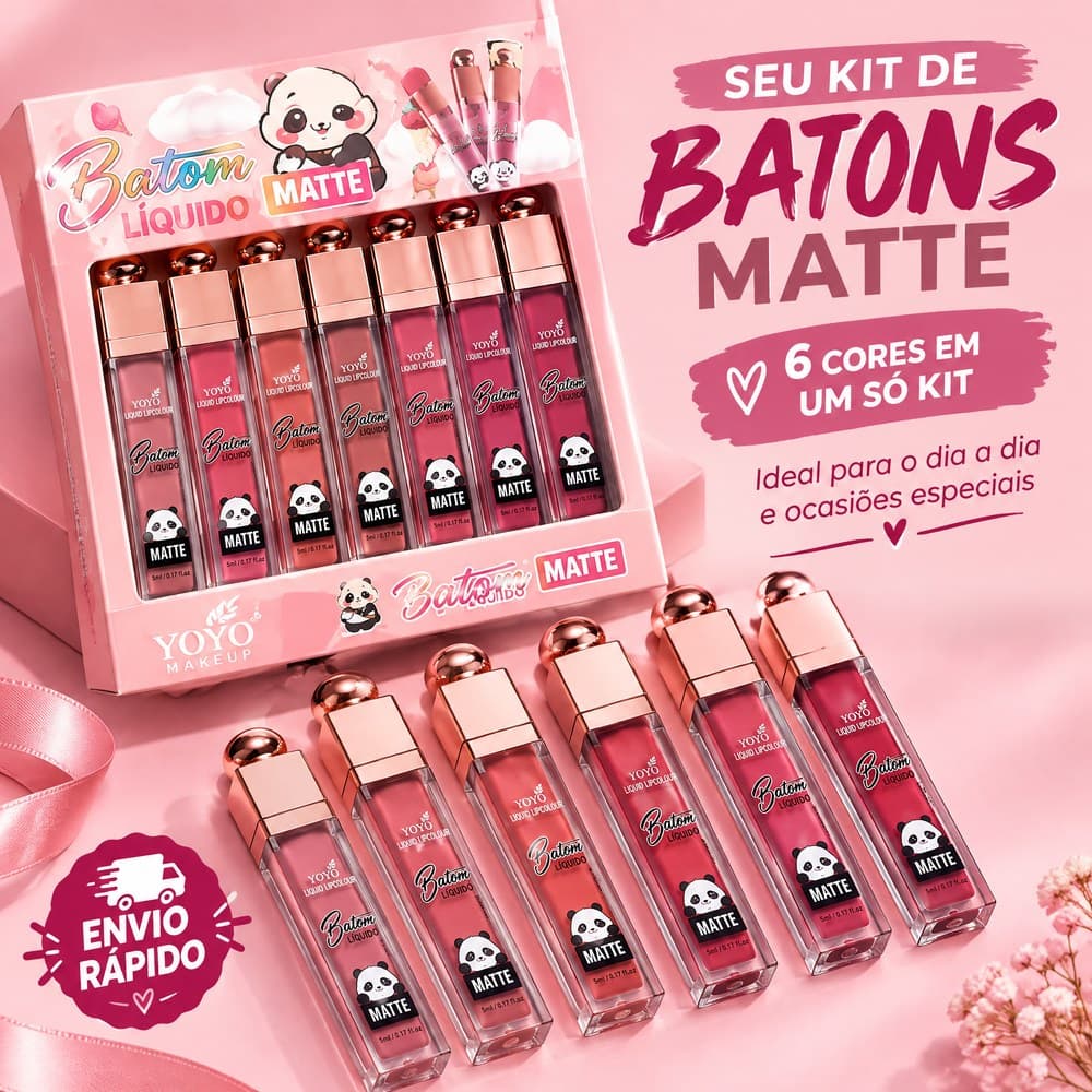 Batom Líquido Grupo B Yoyo Maquiamor Matte Alta Pigmentação Longa Duração Cores Lindas Maquiagem