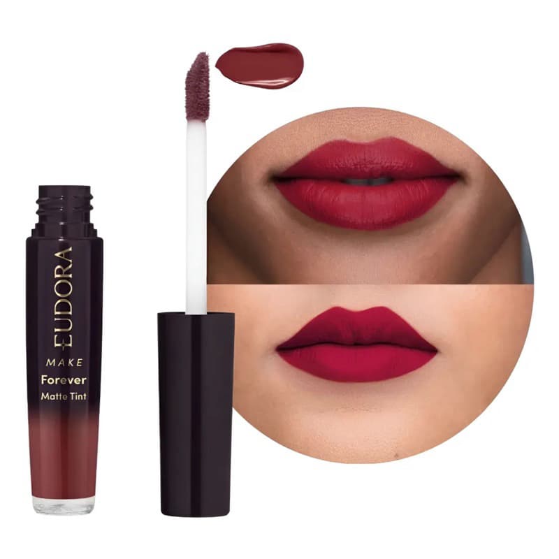 Batom Líquido Eudora Matte Tint Bordô Intenso | Batom Matte Alta Cobertura Longa Duração