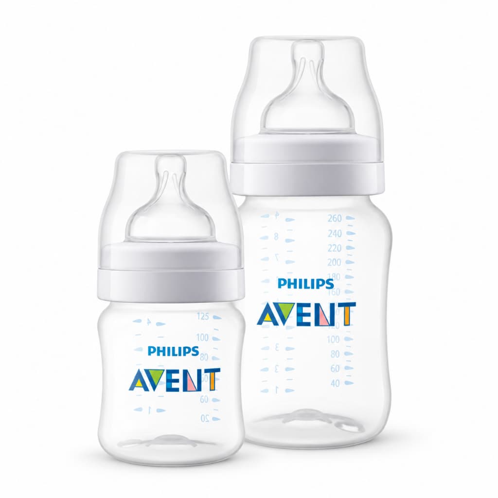 Kit 2 Mamadeiras Philips Avent Anti-Colic 125ml 260ml Transparente Clássica Anticólica Bebê