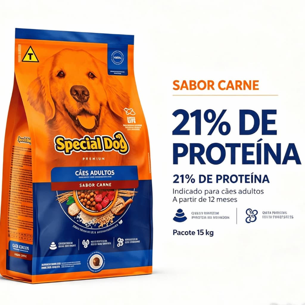 Ração Special Dog Premium 15kg Cães Adultos Carne Ração Para Cachorro Seca Completa