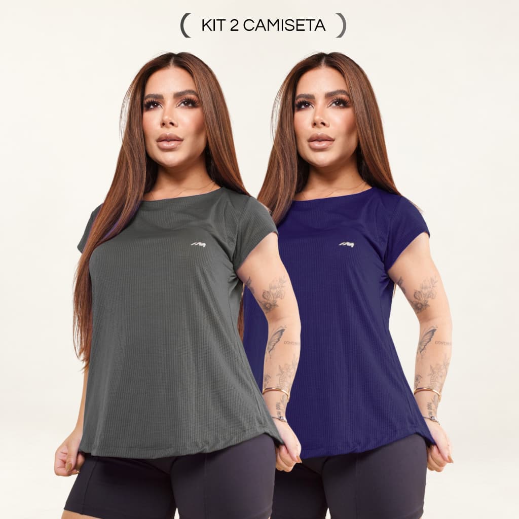 Kit 2 Camiseta Academia Feminina Dry Fitness Camisa Blusa Caminhada Musculação Treino Baby Look