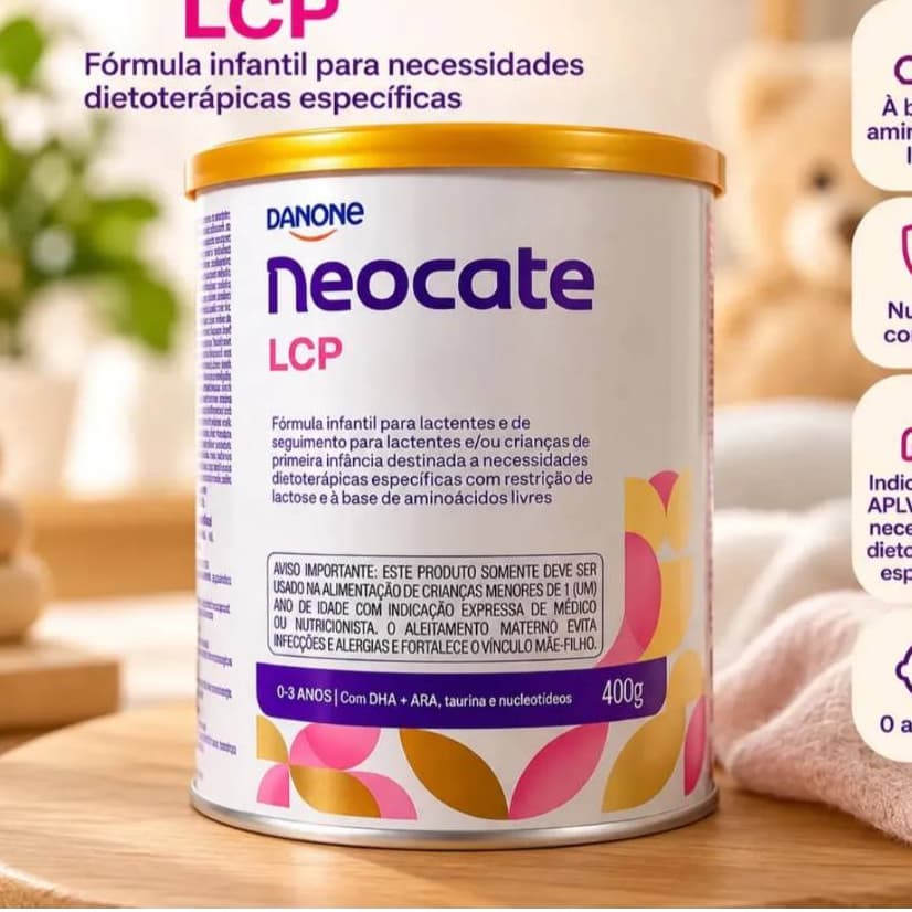 Fórmula Infantil Neocate LCP em Pó sem Glúten Neutro para Bebês de 0 a 3 Anos – Kit 4/6/10 Latas