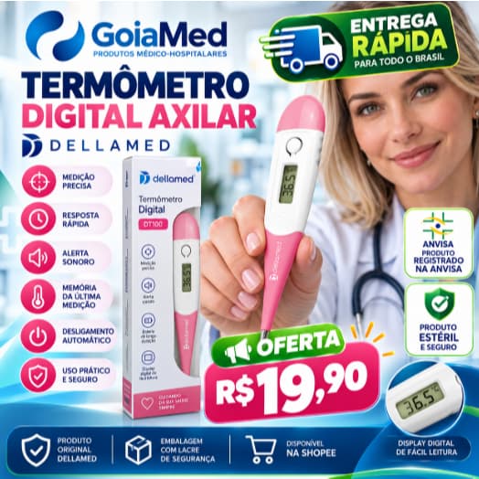 Termômetro (ORIGINAL) digital haste flexível Dellamed
