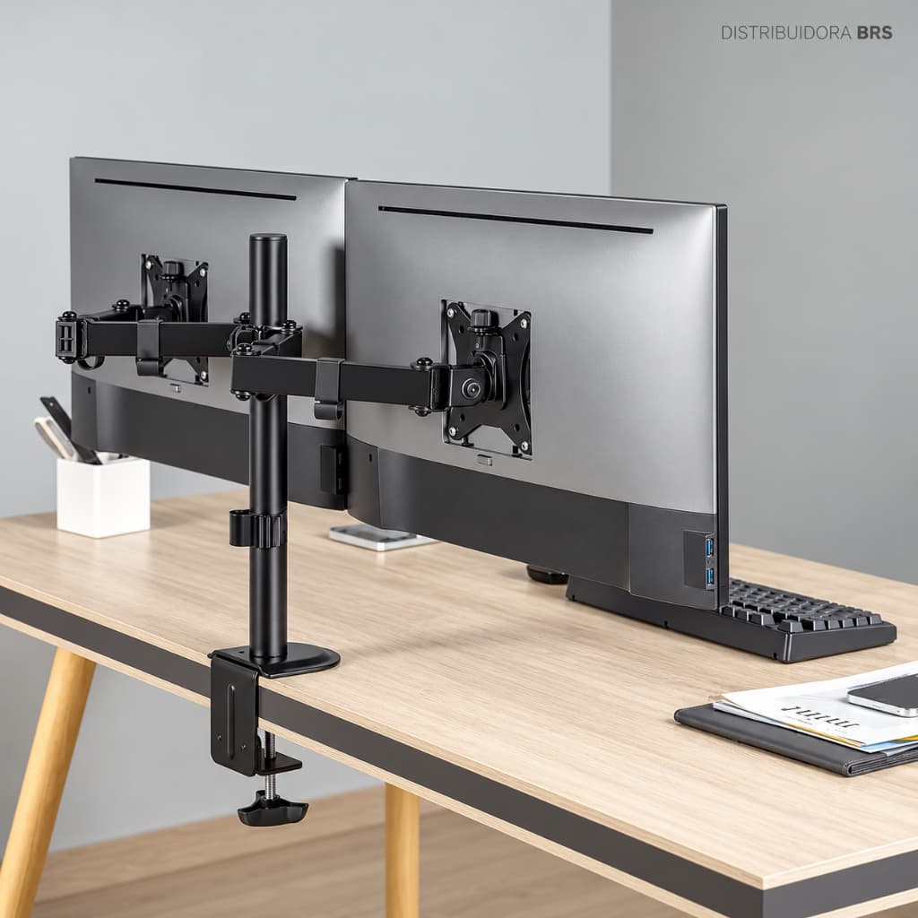 Suporte PC Premium Para 2 Monitores Articulado Ajustável Monitor Gamer ou Escritório Suspenso setup Gamer