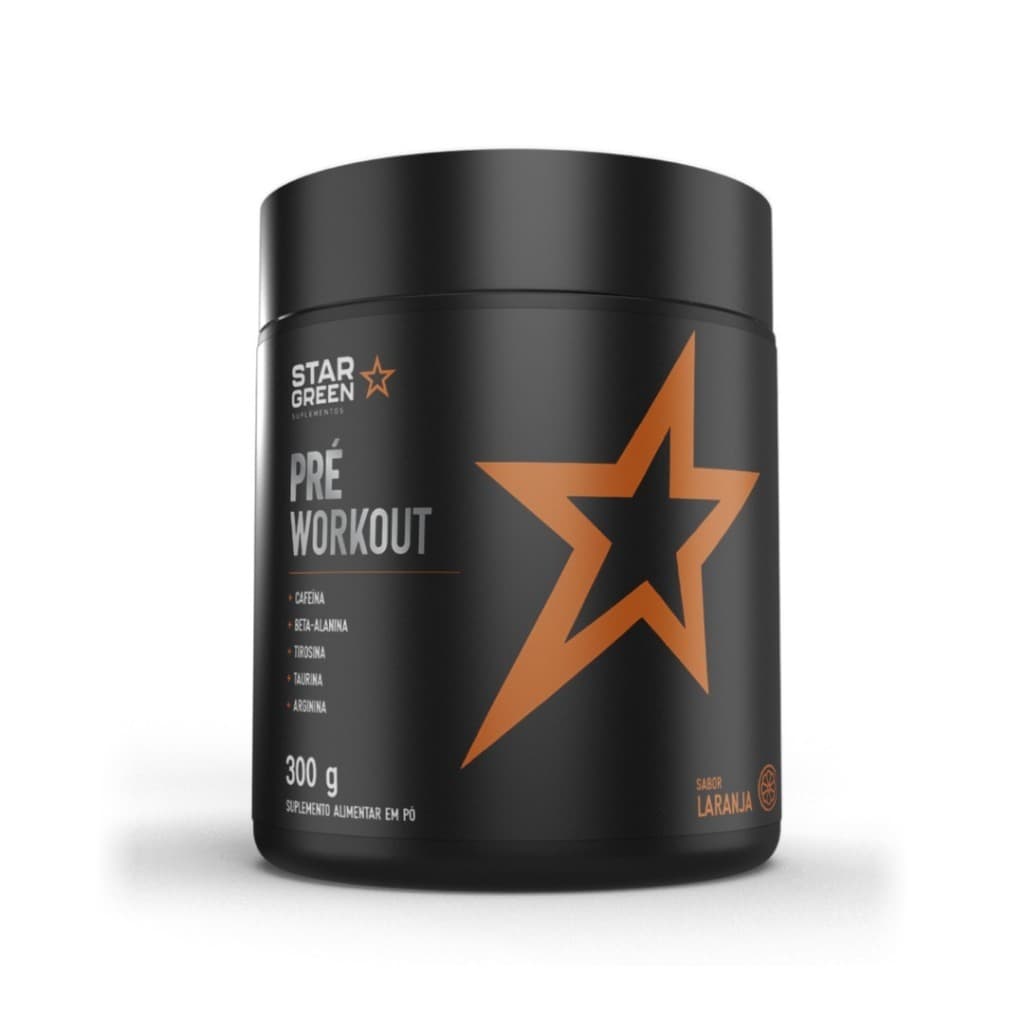 Pré Treino Star Green Pré Workout Sabor Laranja 300g Suplemento Alimentar em Pó