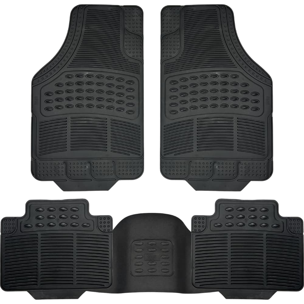 Jogo de Tapete Automotivo 4 Peças + Tapete Tunel Universal Preto Borracha PVC Flash