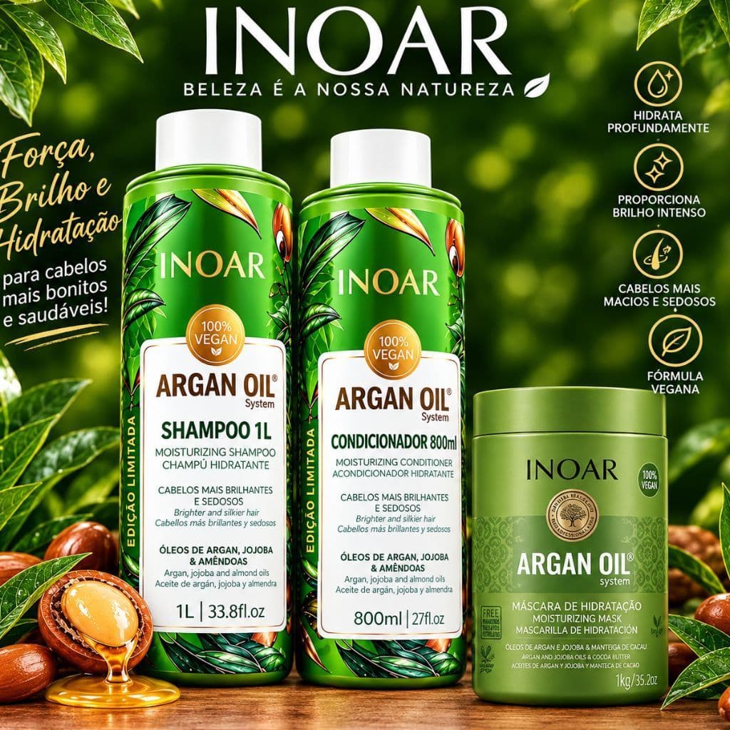 inoar kit oleos de argan,jojoba & amendoas sh1l cond 800ml + mascara 1kg