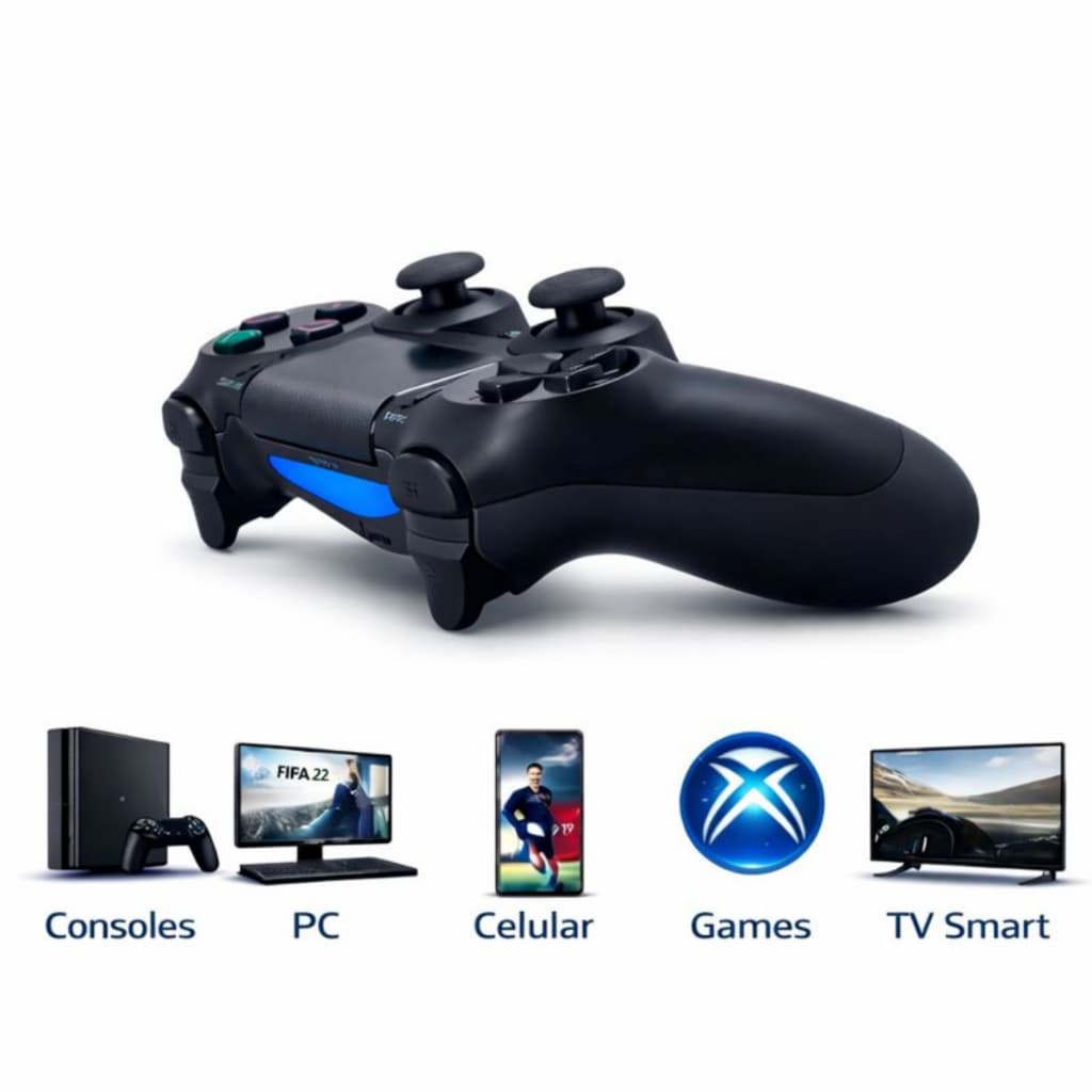 Controle Bluetooth Sem Fio Compatível Com Ps4 Pc Notebook Celular Android iOS Wireless Aquattro