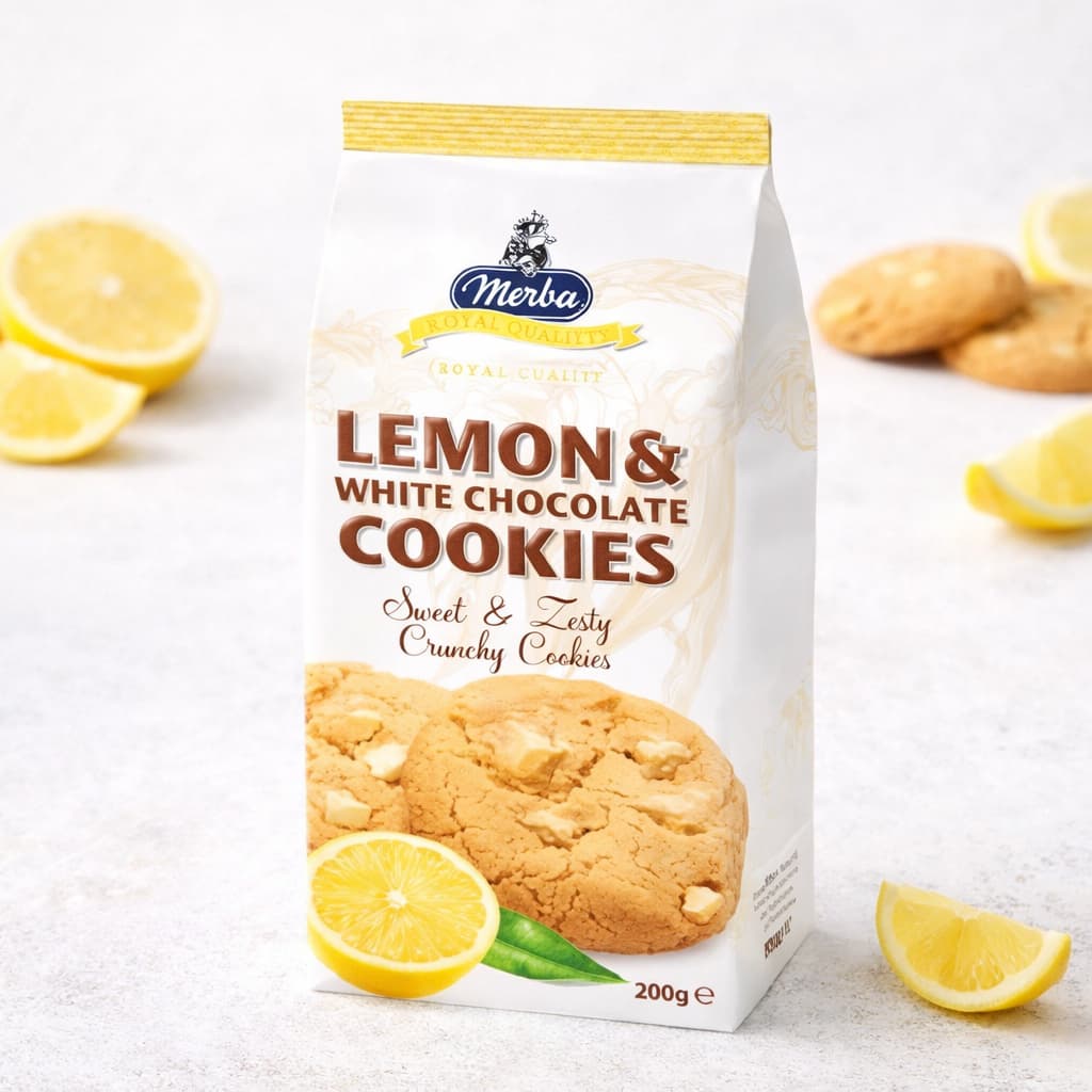 Cookie Gourmet Merba 200g – Limão com Chocolate Branco Importado