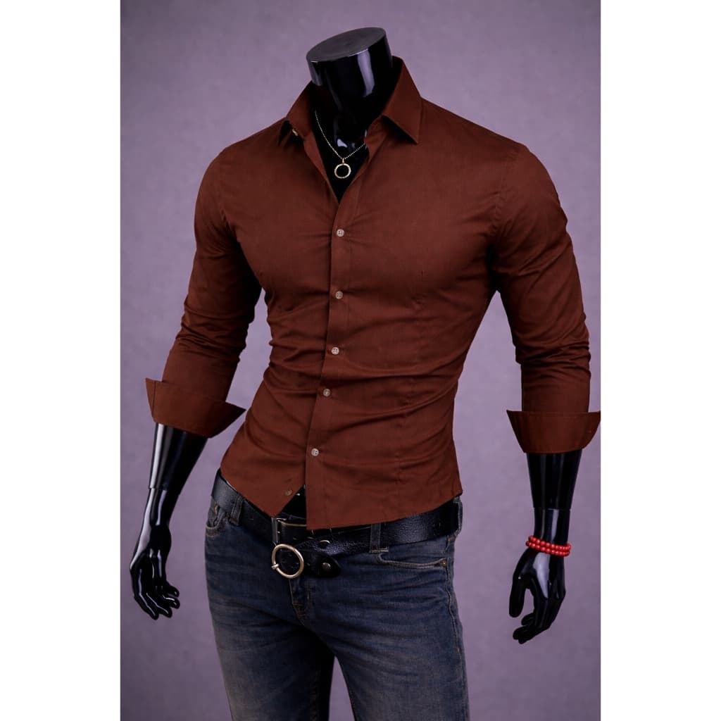 Blusa Social de Botão Masculina Slim Lisa Premium Escritório Envio Imediato