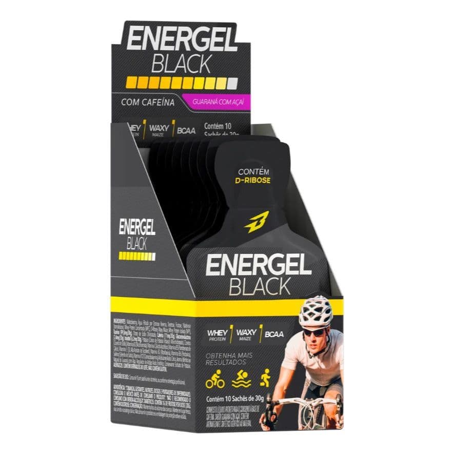 10 Sachês Energel Black Com Cafeina Melhor Carb Up - Bodyaction