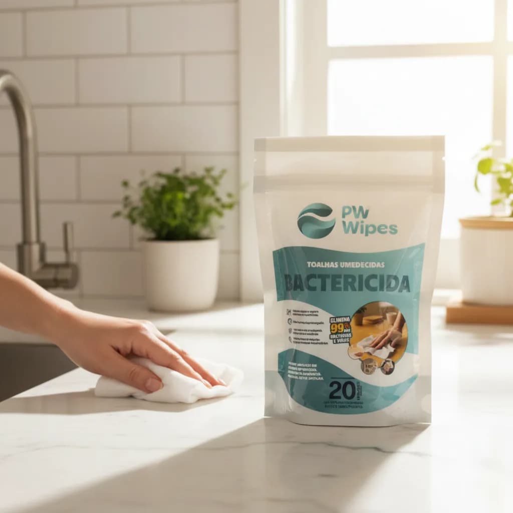Lenços Umedecidos Bactericida Para Limpeza E Higienização Elimina Germes E Bactérias 20 Unidades
