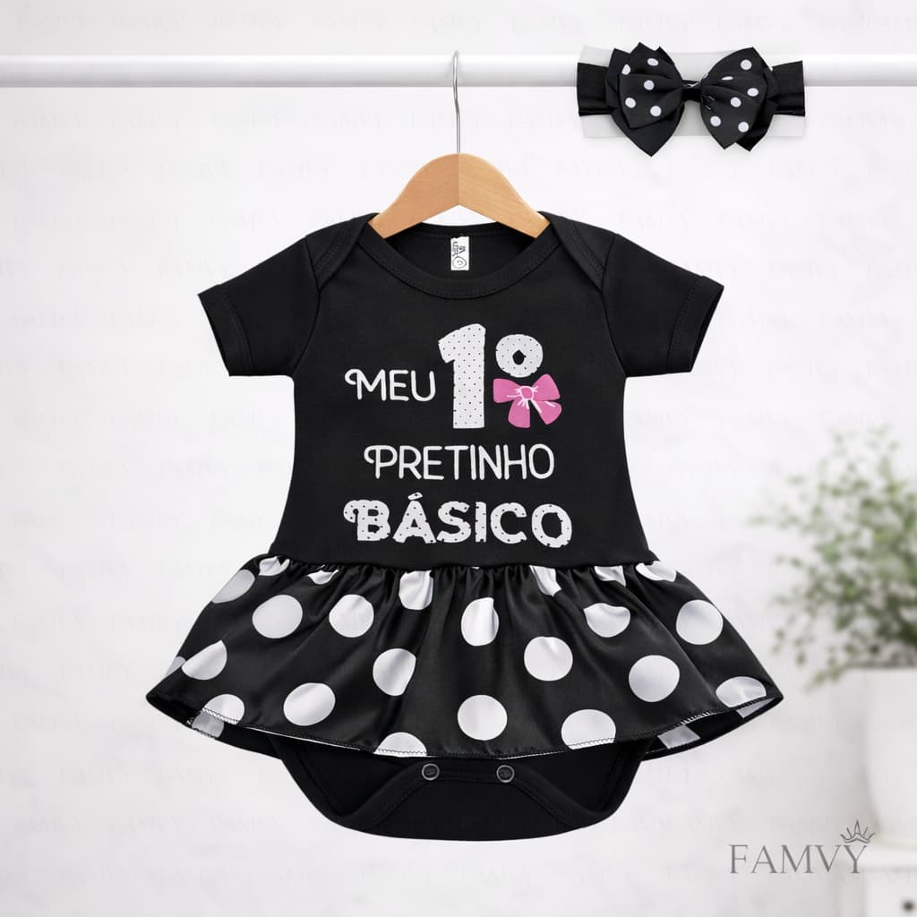 Body Bebê Meu Primeiro Pretinho Básico Mesversário Roupa Bebê Menino Menina Body  Recém Nascido