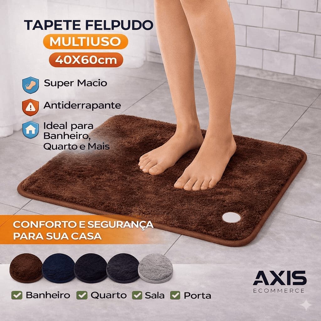 Tapete Felpudo 40x60 Antiderrapante Banheiro Quarto Sala Tapete Macio Multiuso