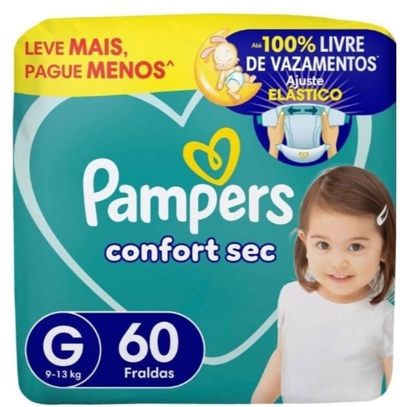 Pampers Confort Sec Pack Tamanho G com 60 Unidades