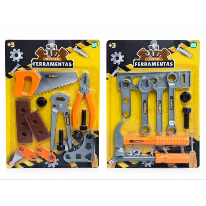 Kit Ferramentas Infantil Completo Brinquedo Construção Martelo Alicate Serrote Educativo +3 Anos