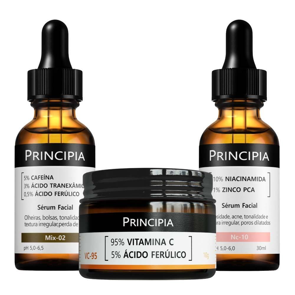 Principia Kit Anti-Manchas e Anti-Olheiras c/ Vitamina VC-95 + Sérum Mix-02 + Sérum Niacinamida NC-10