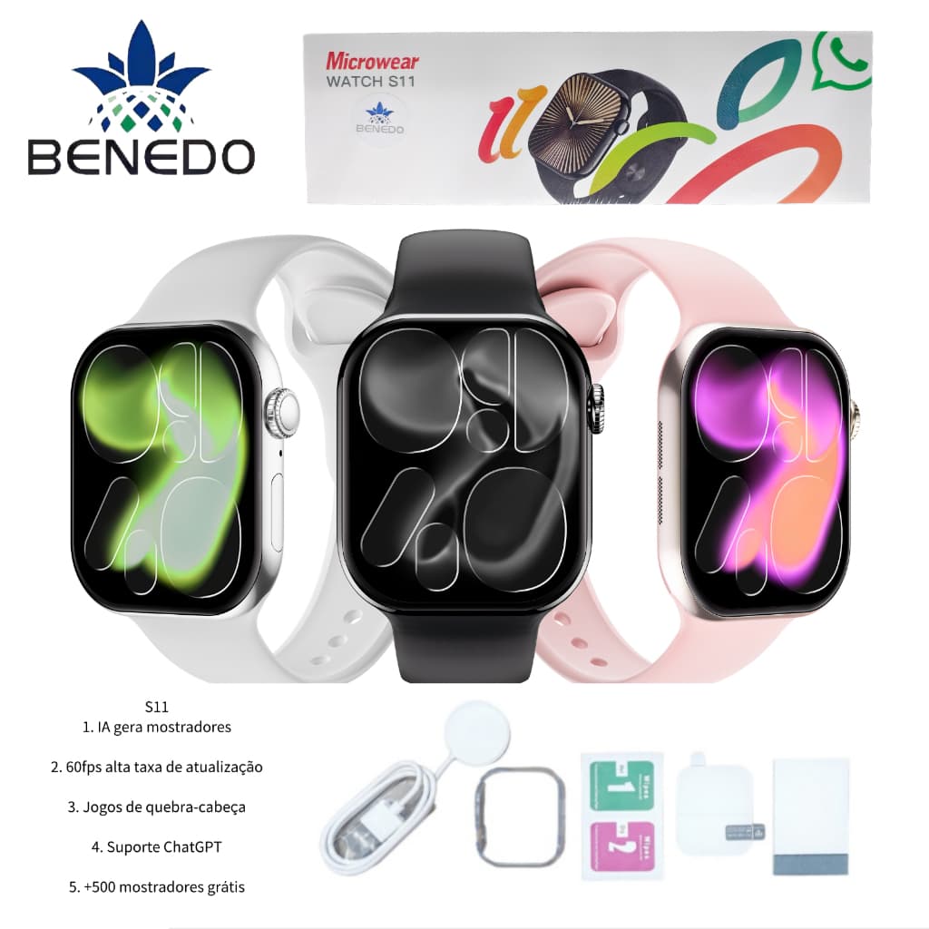 Smartwatch S11 46mm Series 11 2026 Relogio Microwear  2 Pulseira capa pelicula , Chat Gpt