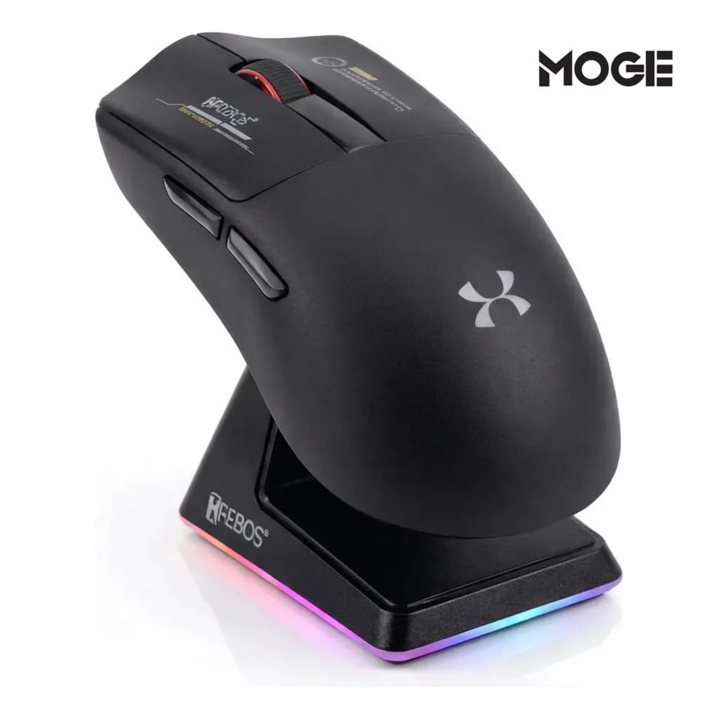Mouse Gamer Sem Fio 8000 DPI RGB Recarregável Com Base Dock | Osiris