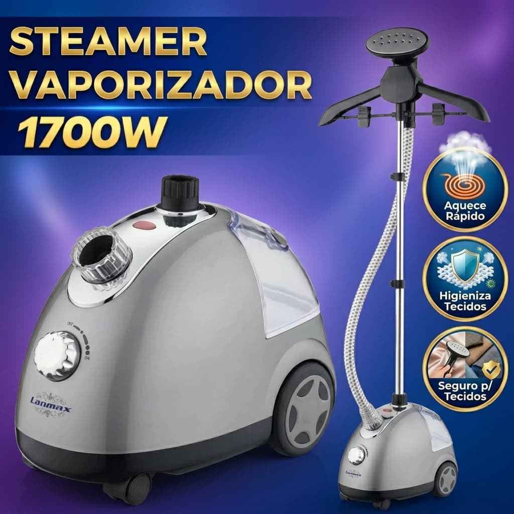 Vaporizador de Roupas Steamer Vertical Higieniza Cortina e Tecidos a Vapor Potente 1200W Lanmax