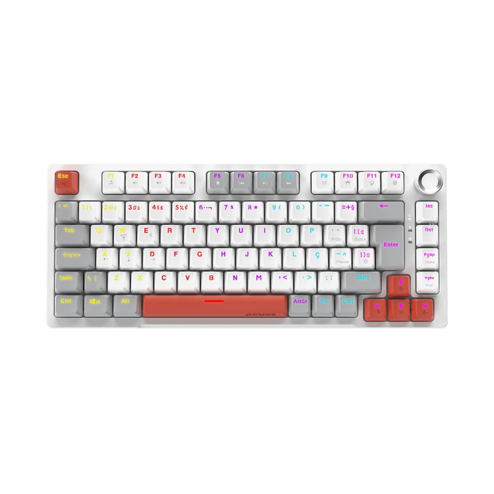 Teclado Mecanico 75% Pcyes Arkeum White Ghost Switch Blue
