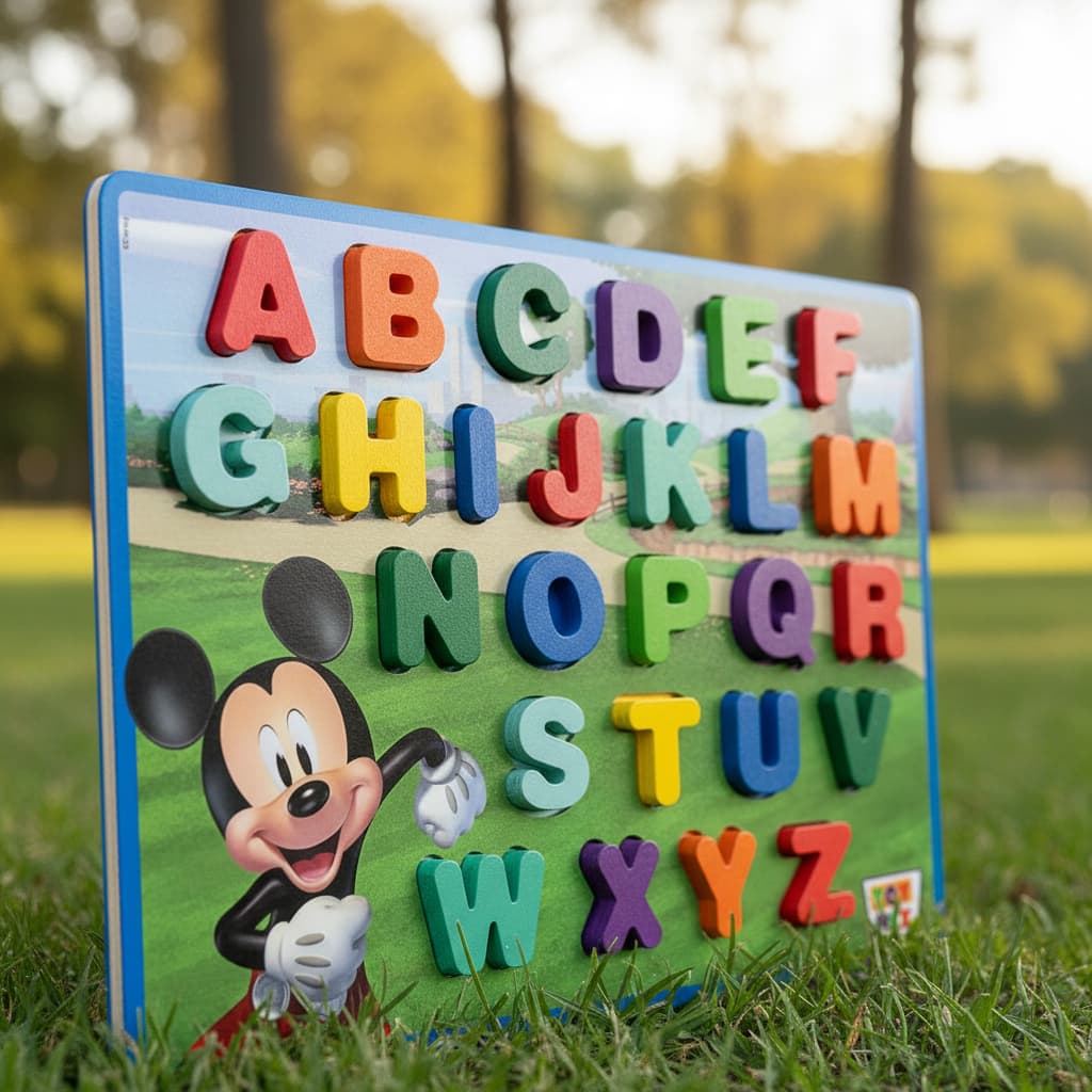 Brinquedo Educativo Encaixe mdf Divertido Cores Alfabeto Numero Matemática Disney Mickey e Minnie