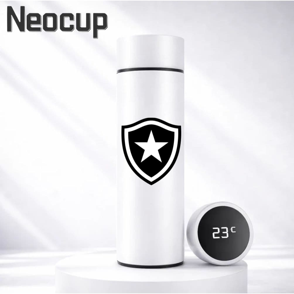 Garrafa Térmica Aço Inoxidável Time de Futebol Botafogo com termômetro digital 500ml