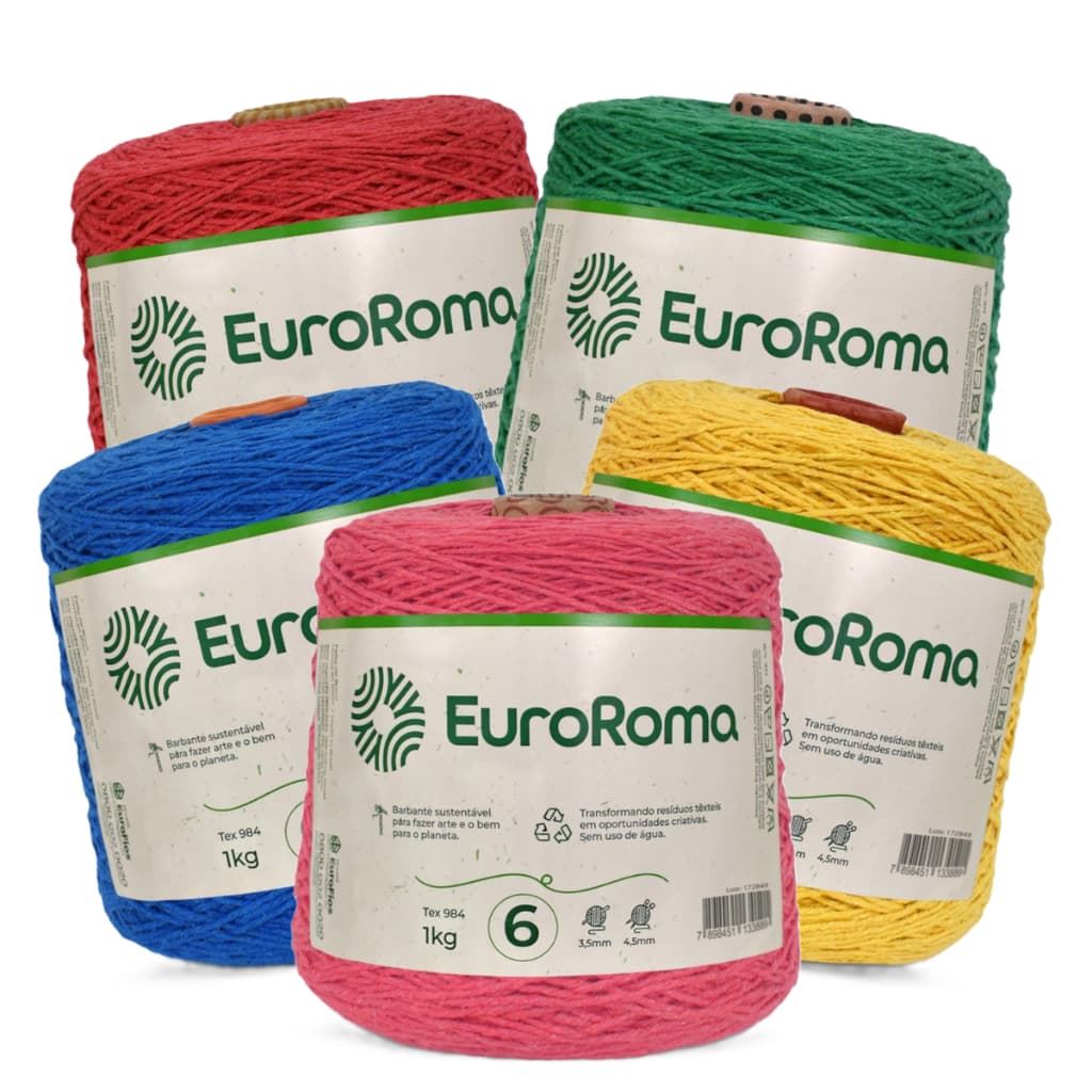 Barbante Para Crochê Fio Numero 6 EuroRoma 1 kg Colorido