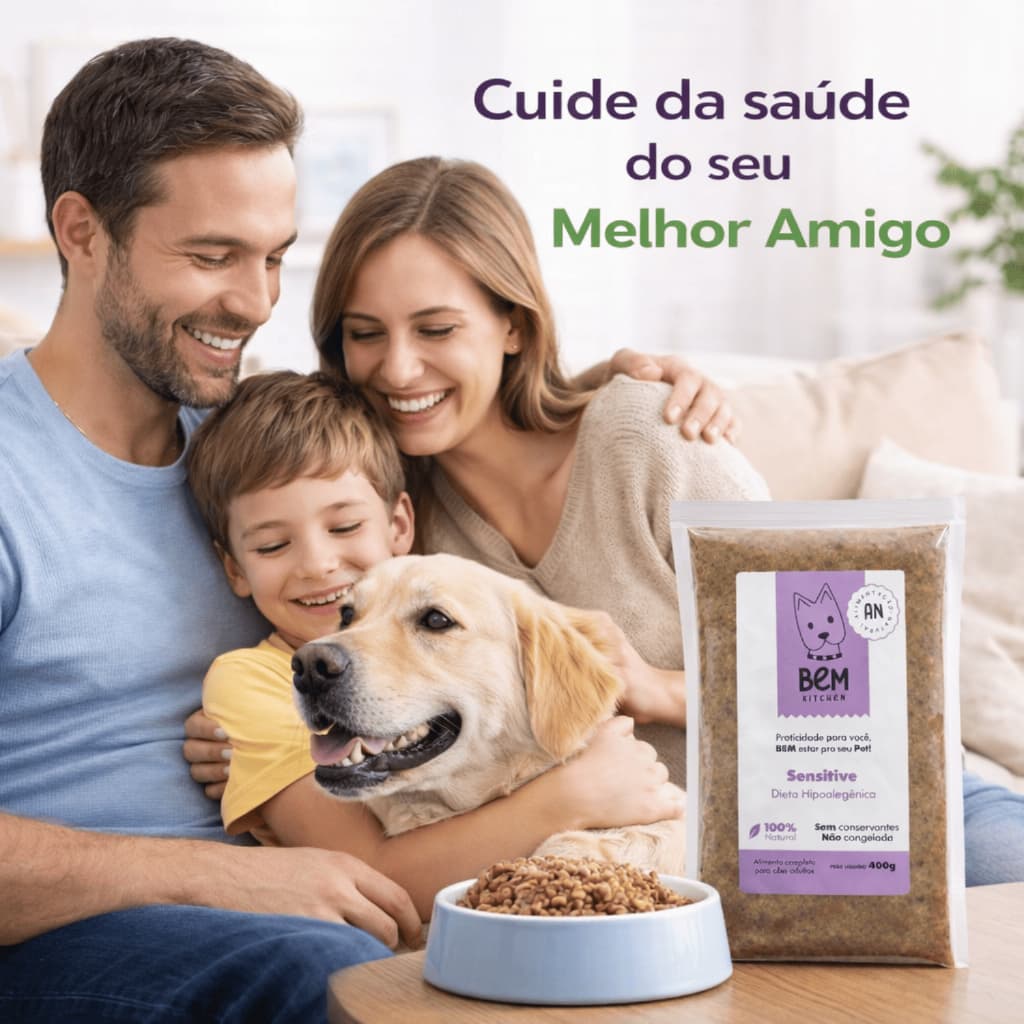 Ração Natural Para Cachorro Sensível 400g Sem Conservantes Alimentação Saudável Para Cães Com Alergia Digestão Fácil