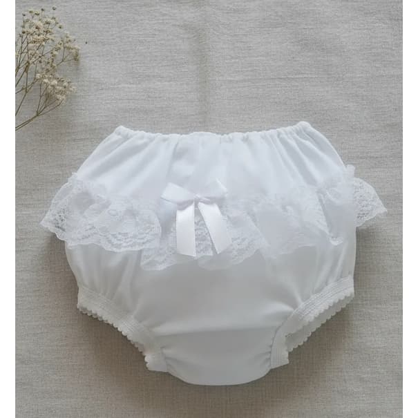 Calcinha Infantil Bunda Rica Bebê Tapa Fralda Branca Batizado